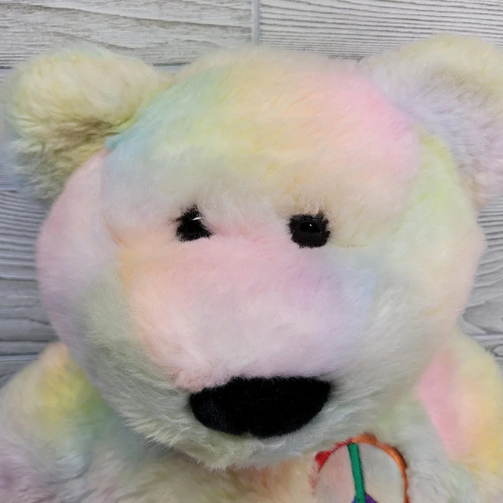 Ty Beanie Buddies‎ Rainbow Tie Dye Peace Bear Lg Plush Stuffed Animal 1999 28
